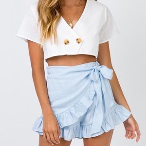 Princess Polly Blue Linen Skort